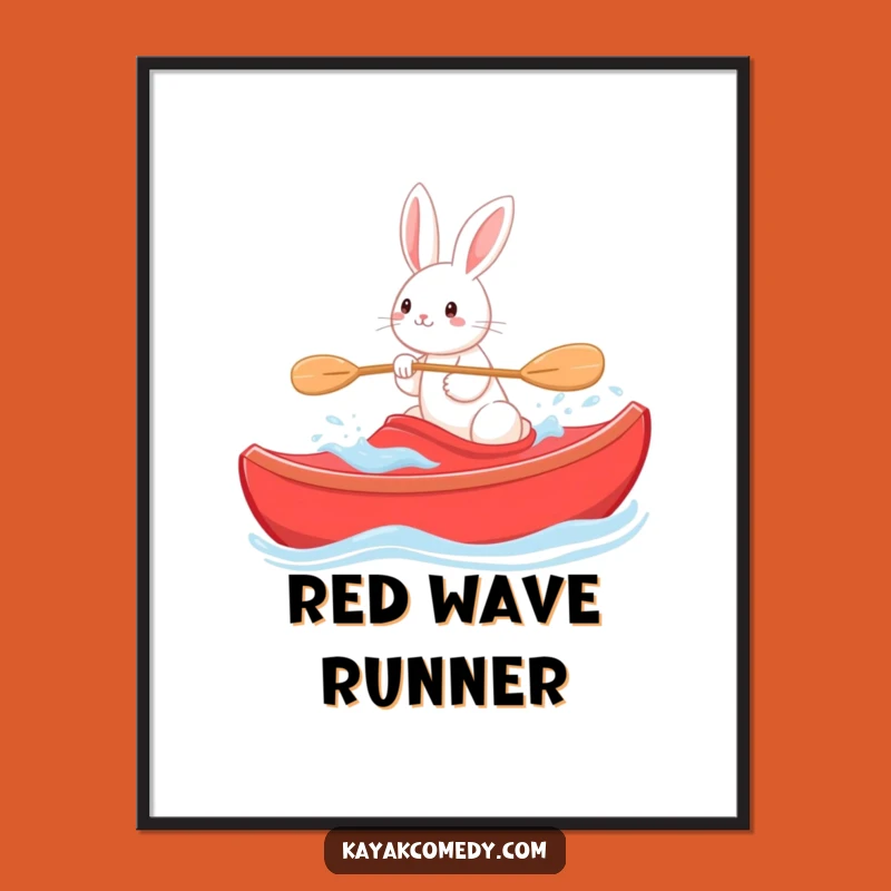 Funny Rabbit Kayaking Digital Art Print: Instant Whimsy for Your Walls