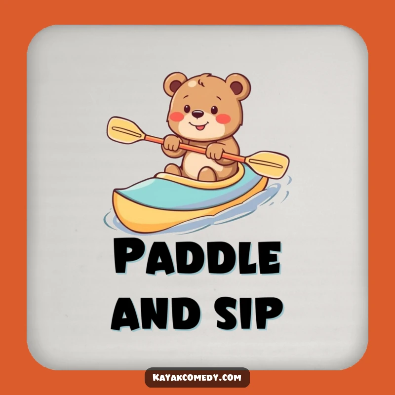 Funny Bear Cub Kayak Coaster: Protect Surfaces with Cheerful Paddling Power