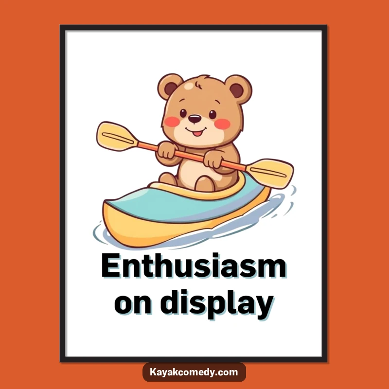 Funny Bear Cub Kayaking Poster: Bring Joyful Adventure to Your Walls