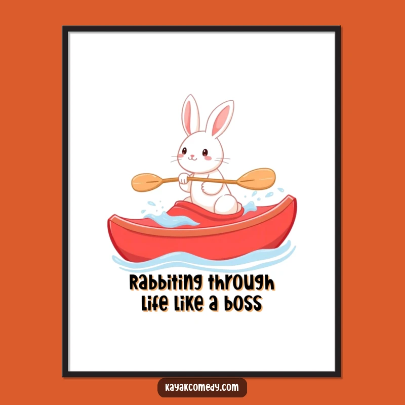 Free Printable Rabbit Wall Art: Kayak Navigator Downloadable Decor