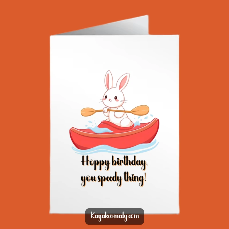 Free Printable Rabbit Birthday Card: Kayak Navigator Gift Downloadable