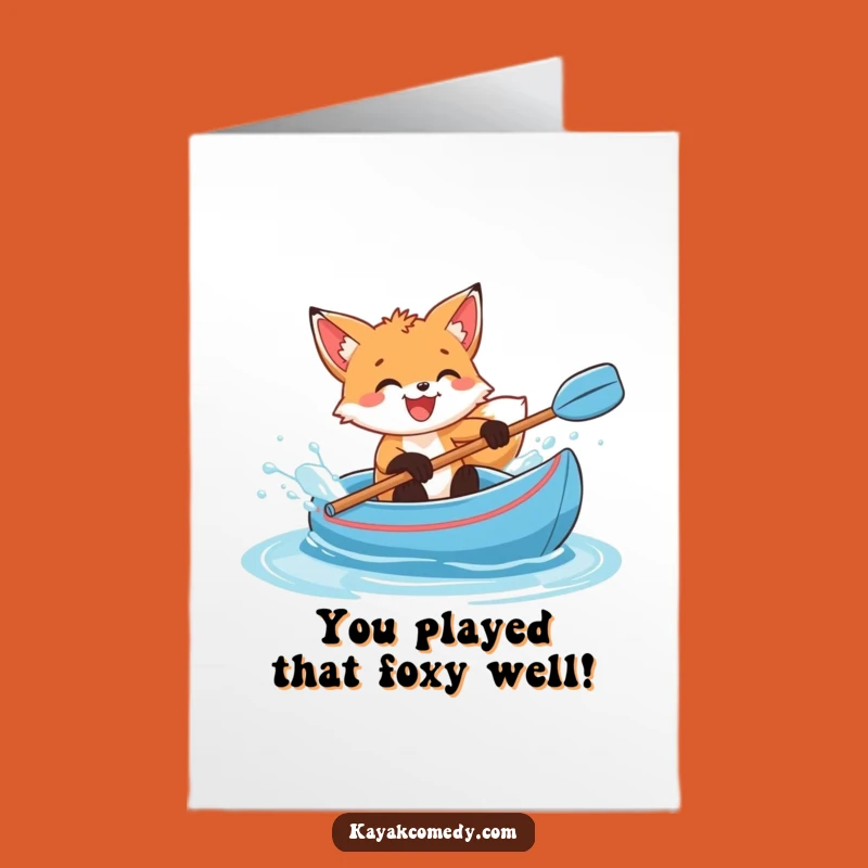 Free Printable Fox Cub Congratulations Card: Splashing Kayak Success Download