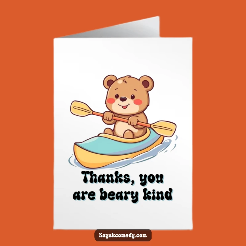 Free Printable Bear Cub Thank You Card: Kayak Paddler Gratitude Download