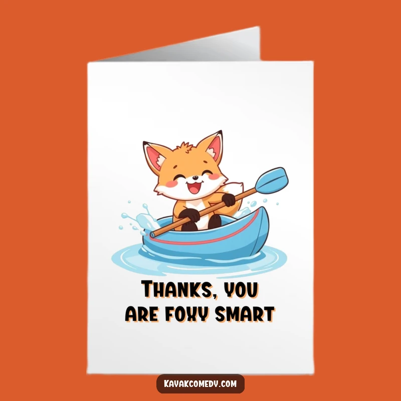 Free Printable Fox Cub Thank You Card: Splashing Kayak Gratitude Download