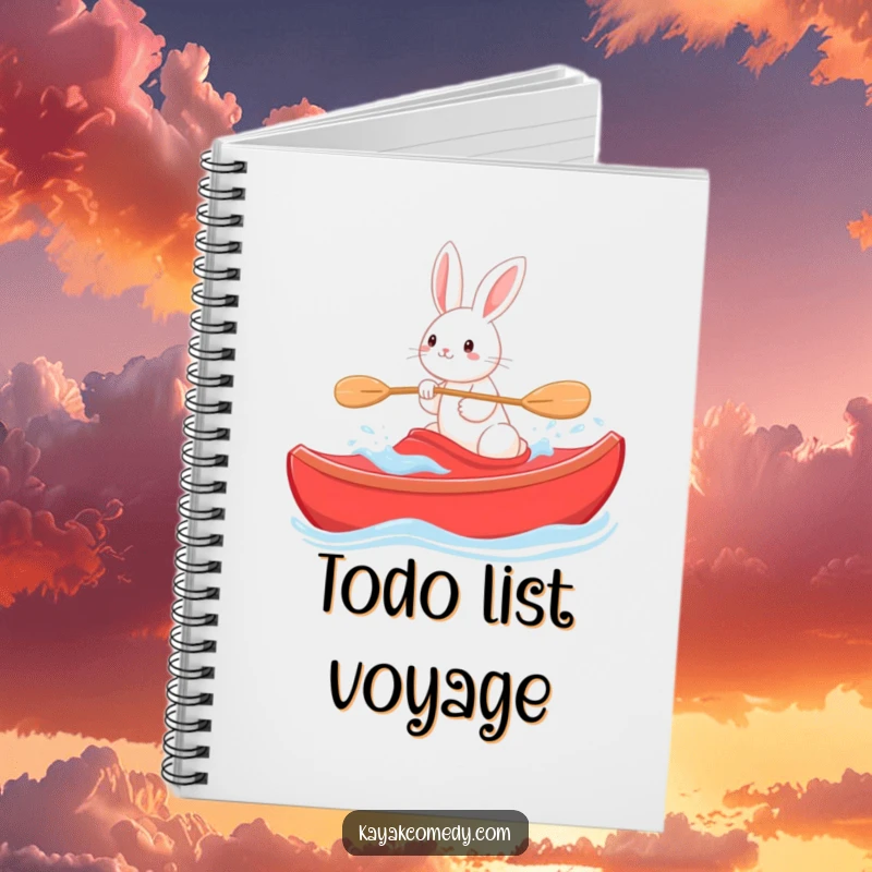 Funny Notebook: A calm rabbit steers a red kayak through gentle waves, inspiring peaceful thoughts. Great gift.